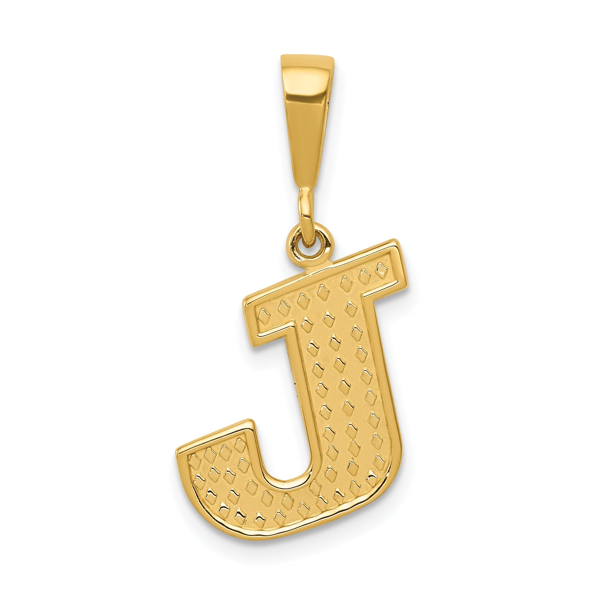 14K Yellow Gold Textured Initial J Charm