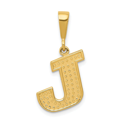 14K Yellow Gold Textured Initial J Charm