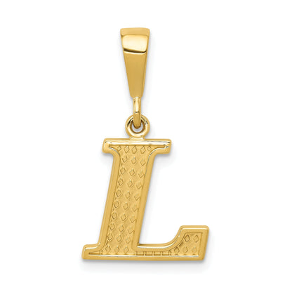 14K Yellow Gold Textured Initial L Charm