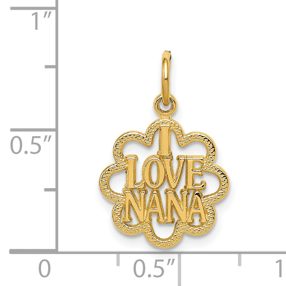 14K Yellow Gold I Love Nana Charm