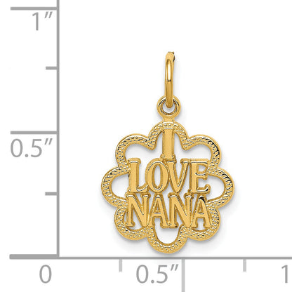 14K Yellow Gold I Love Nana Charm