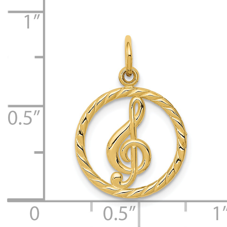 14K Yellow Gold Treble Clef Charm