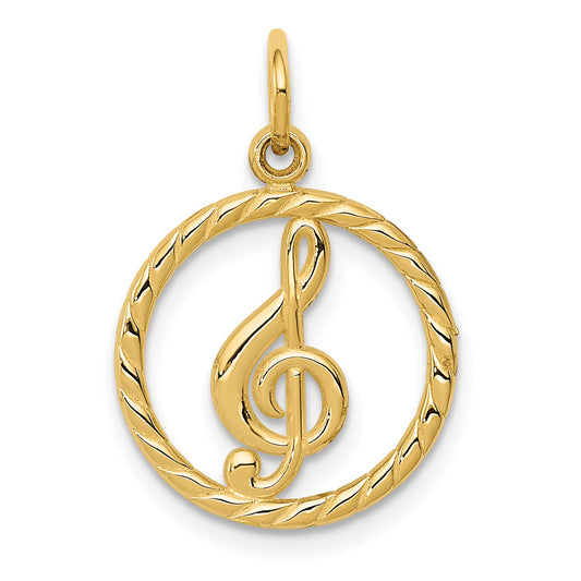 14K Yellow Gold Treble Clef Charm