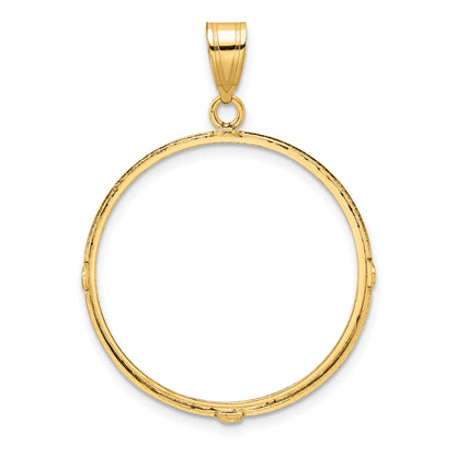 14K Yellow Gold Wideband Distinguished Coin Jewelry Polished And Diamond-Cut 27.0mm Prong Bezel Pendant