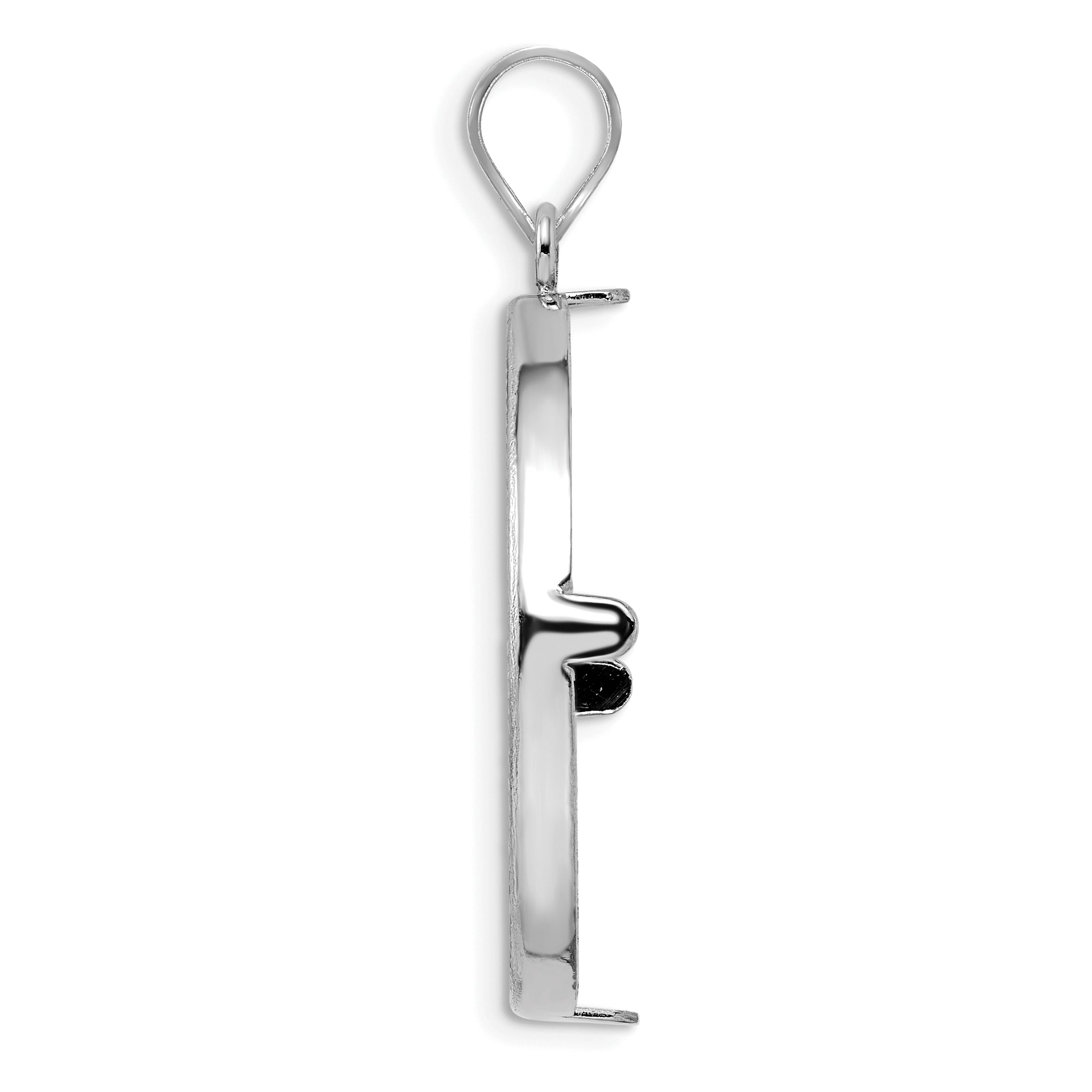 14K White Gold Wideband Distinguished Coin Jewelry Polished And Diamond-Cut 27.0mm Prong Bezel Pendant