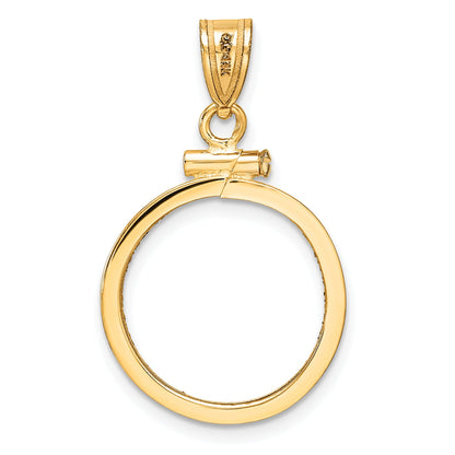 14K Yellow Gold Wideband Distinguished Coin Jewelry Polished And Diamond-Cut 16.5mm X 1.35mm Screw Top Bezel Pendant