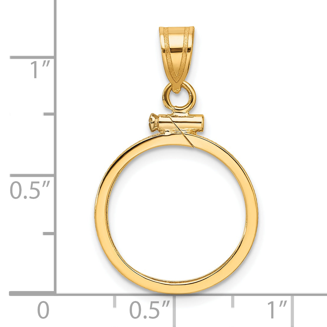 10K Yellow Gold Wideband Distinguished Coin Jewelry Polished 16.5mm X 1.35mm Screw Top Bezel Pendant