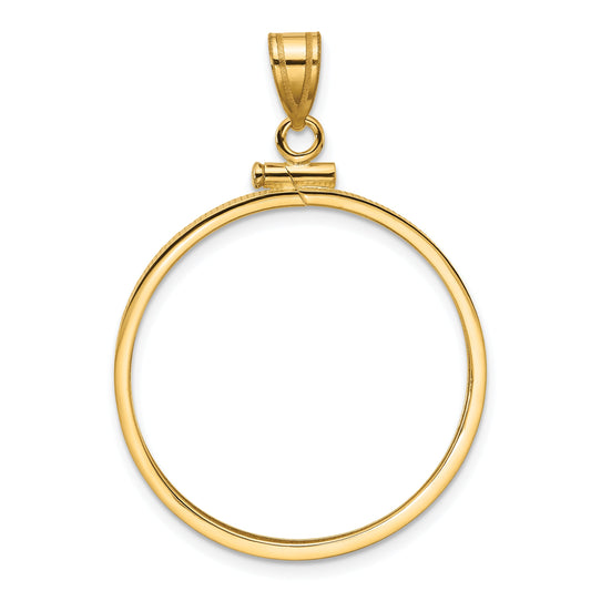 10K Yellow Gold Wideband Distinguished Coin Jewelry Polished 27.0mm X 2.35mm Screw Top Bezel Pendant