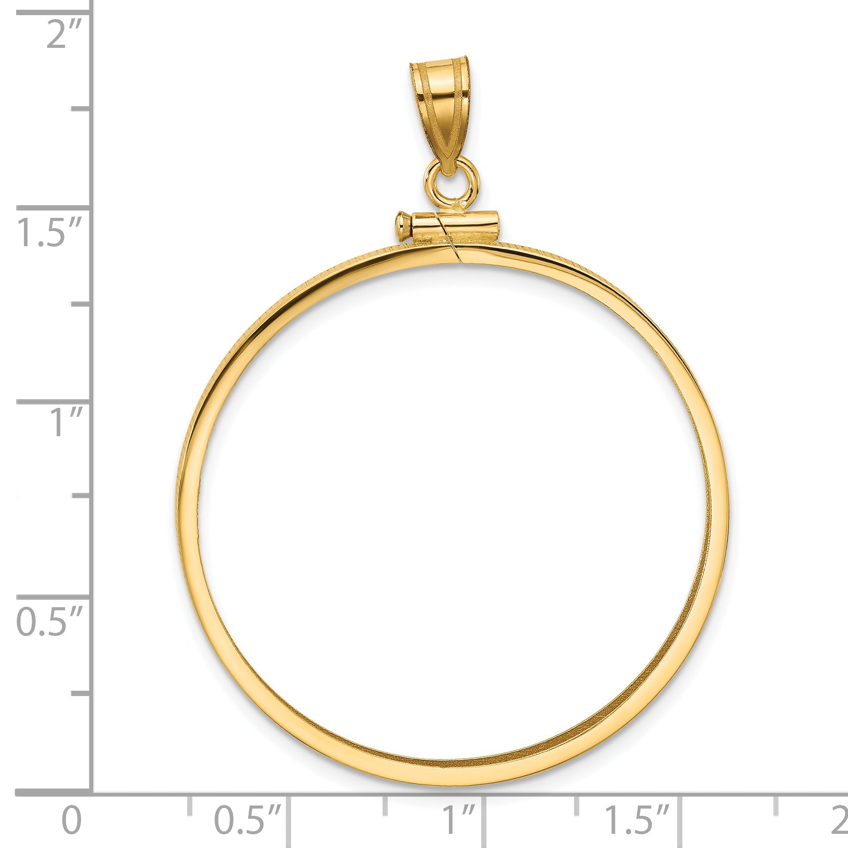 14K Yellow Gold Wideband Distinguished Coin Jewelry Polished 34.2mm X 2.85mm Screw Top Bezel Pendant