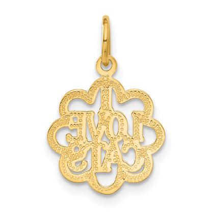 14K Yellow Gold I Love Cats Charm