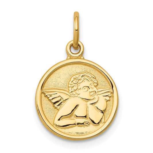14K Yellow Gold Polished Angel Charm