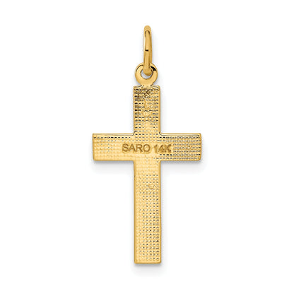 14K Yellow Gold Diamond-Cut Cross Pendant