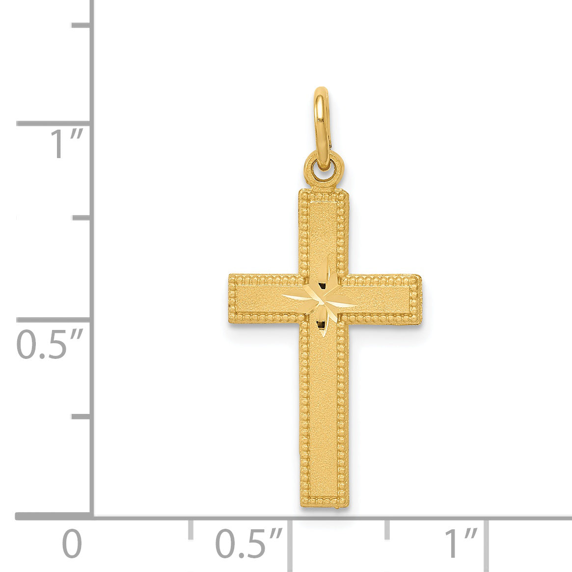 14K Yellow Gold Diamond-Cut Cross Pendant