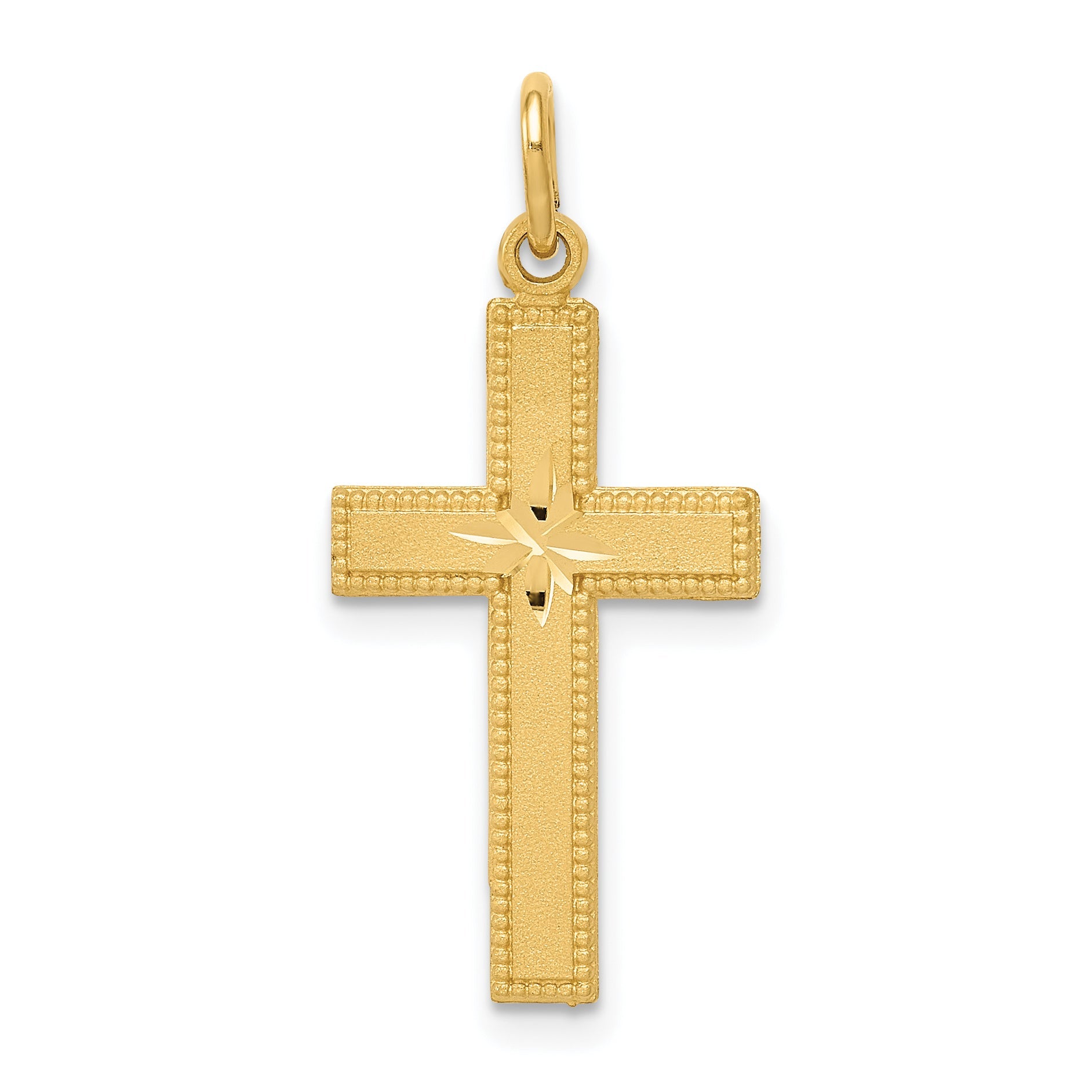 14K Yellow Gold Diamond-Cut Cross Pendant