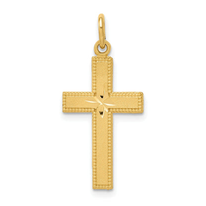 14K Yellow Gold Diamond-Cut Cross Pendant