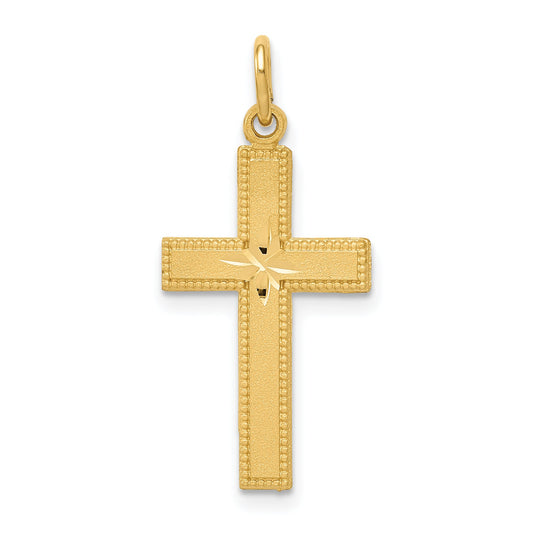 14K Yellow Gold Diamond-Cut Cross Pendant