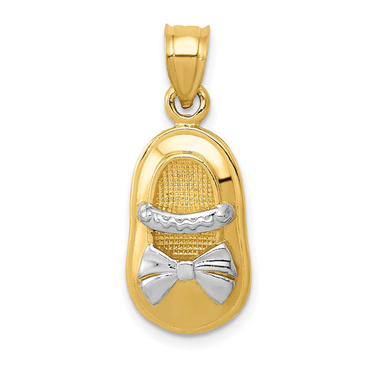 14K Yellow & Rhodium W/ White Polished Girl Shoe Pendant