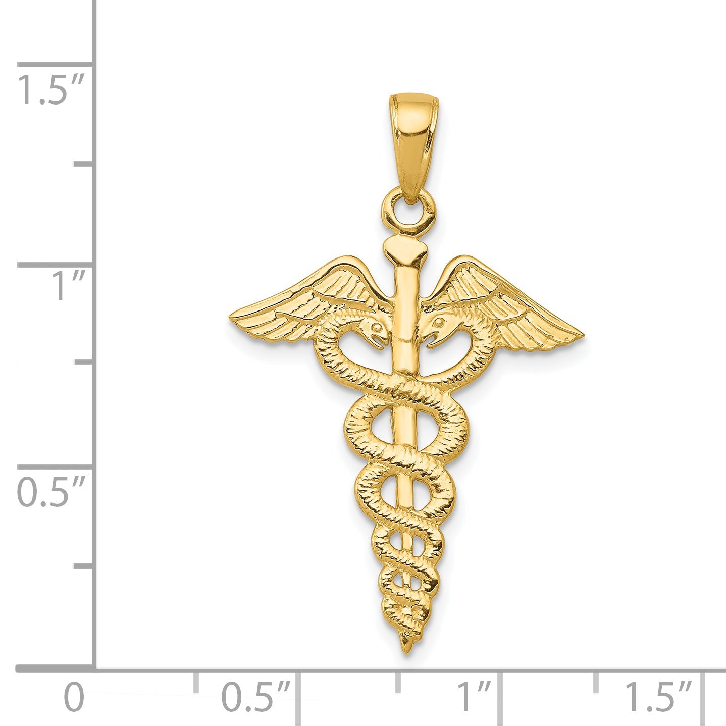 14K Yellow Gold Caduceus Pendant