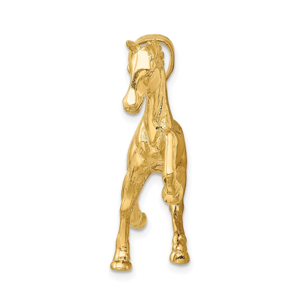 14K Yellow Gold Hollow Polished 3-D Horse Charm