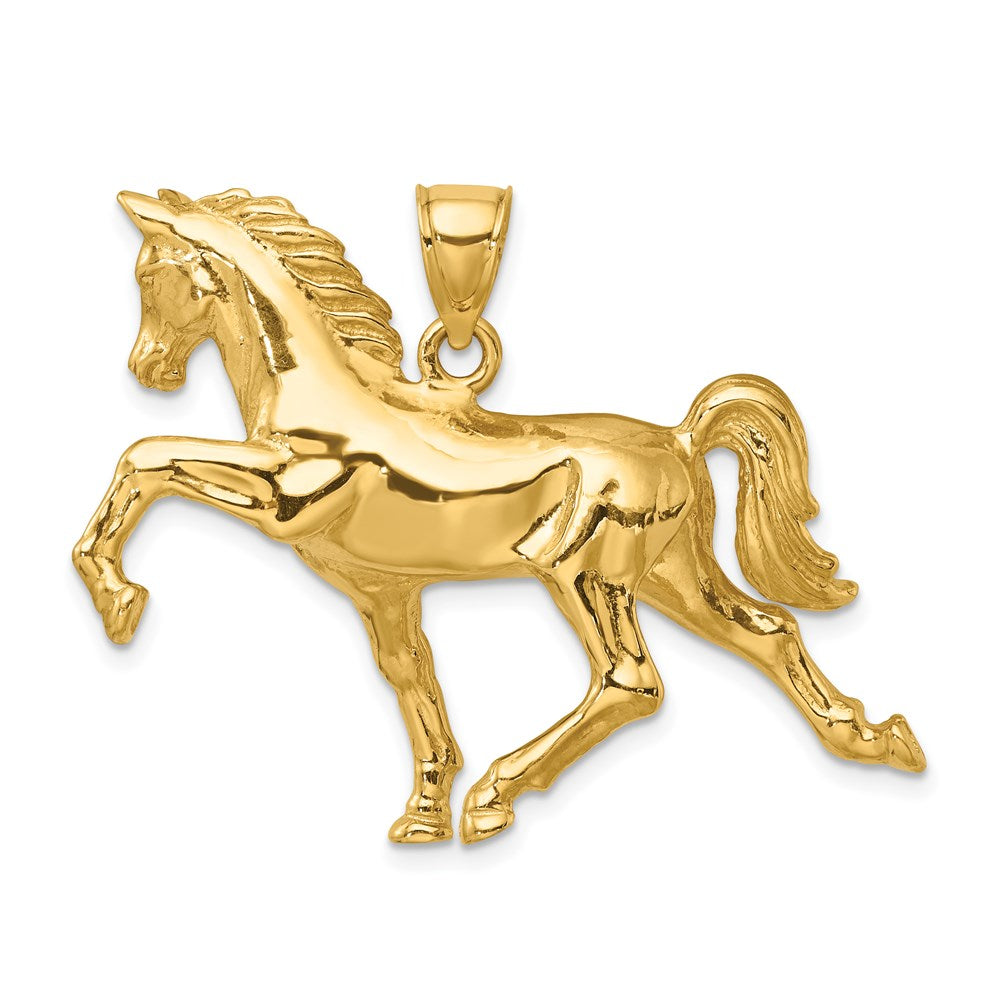 14K Yellow Gold Hollow Polished 3-D Horse Charm