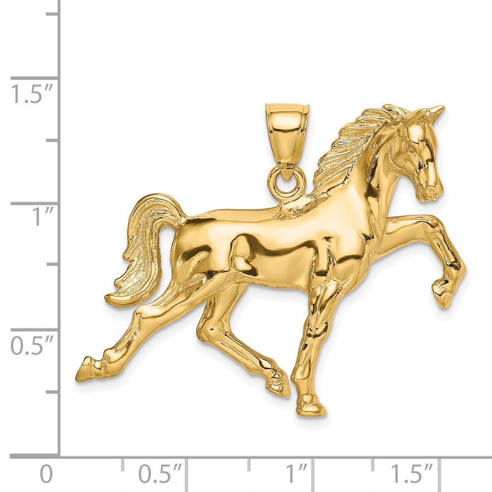 14K Yellow Gold Hollow Polished 3-D Horse Charm