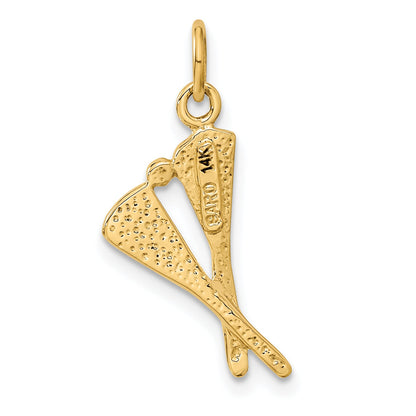 14K Yellow Gold Polished Lacrosse Sticks Charm