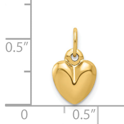 14K Yellow Gold Polished 3-D Puffed Heart Charm