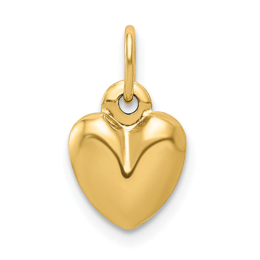 14K Yellow Gold Polished 3-D Puffed Heart Charm