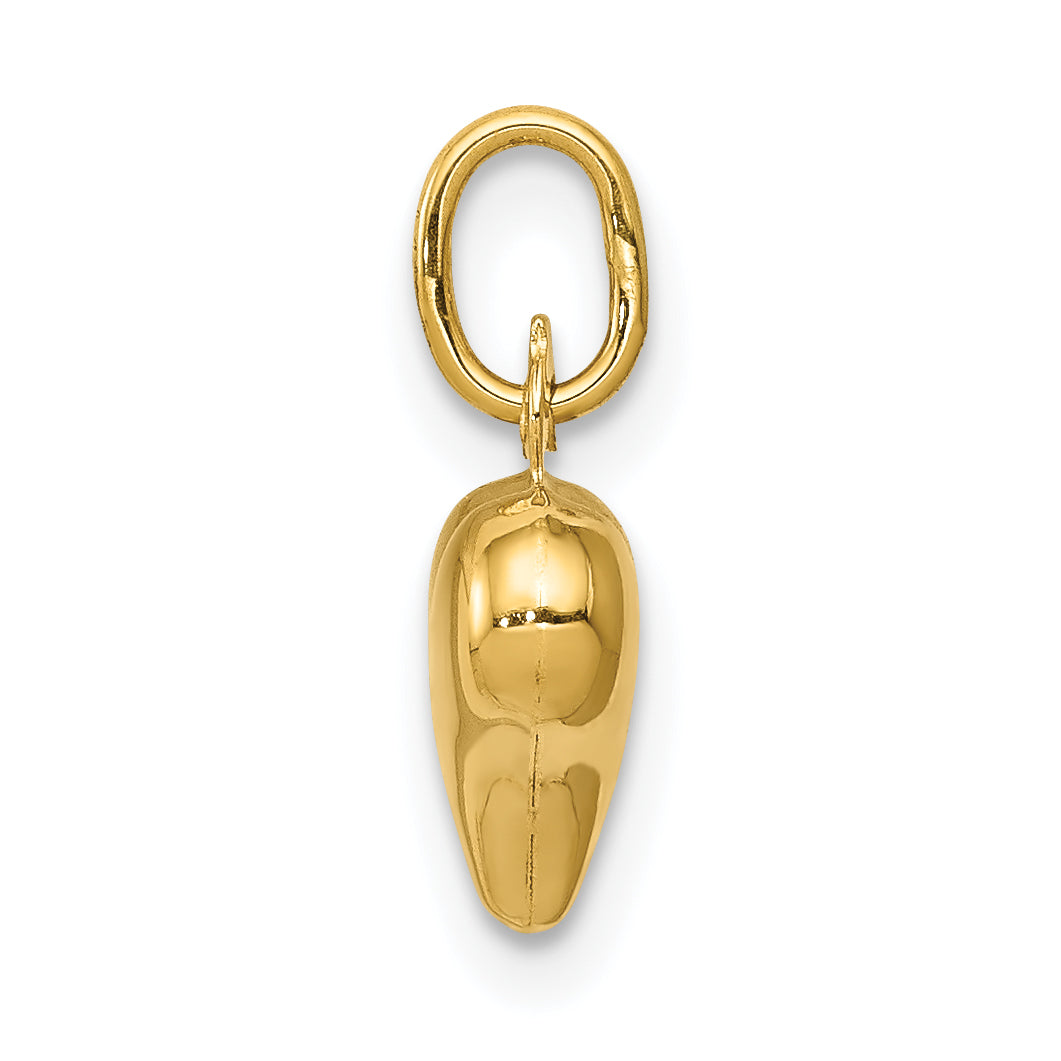 14K Yellow Gold Polished 3-D Puffed Heart Charm
