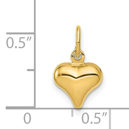 14K Yellow Gold Polished 3-D Puffed Heart Charm