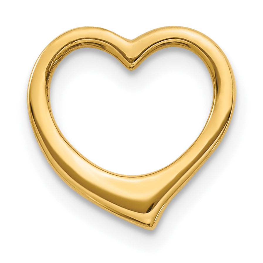 14K Yellow Gold Polished Heart Chain Slide