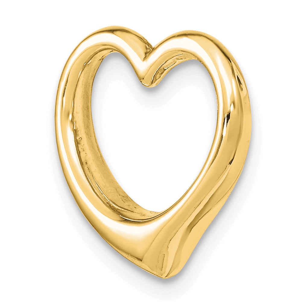 14K Yellow Gold Polished Heart Chain Slide