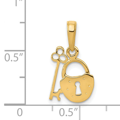 14K Yellow Gold Polished Key And Lock Charm