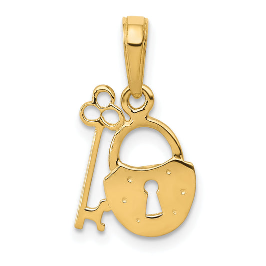 14K Yellow Gold Polished Key And Lock Charm