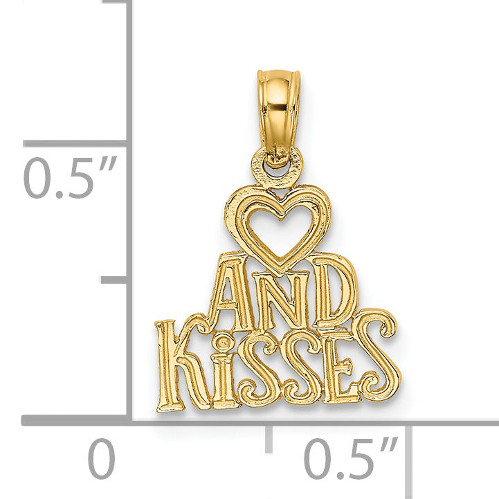 14K Yellow Gold Heart And Kisses Charm