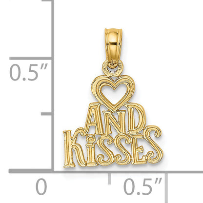 14K Yellow Gold Heart And Kisses Charm