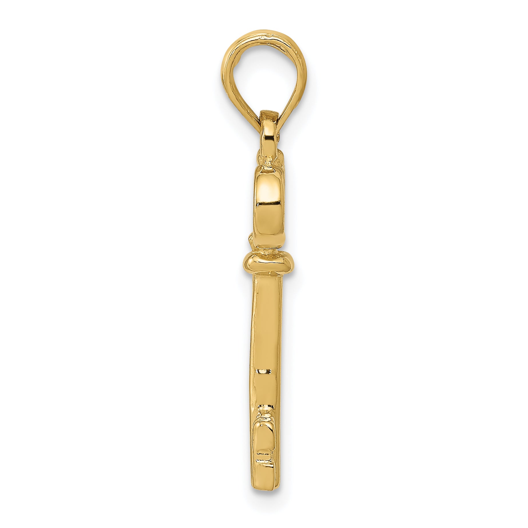 14K Yellow Gold Polished 3-D Key Charm