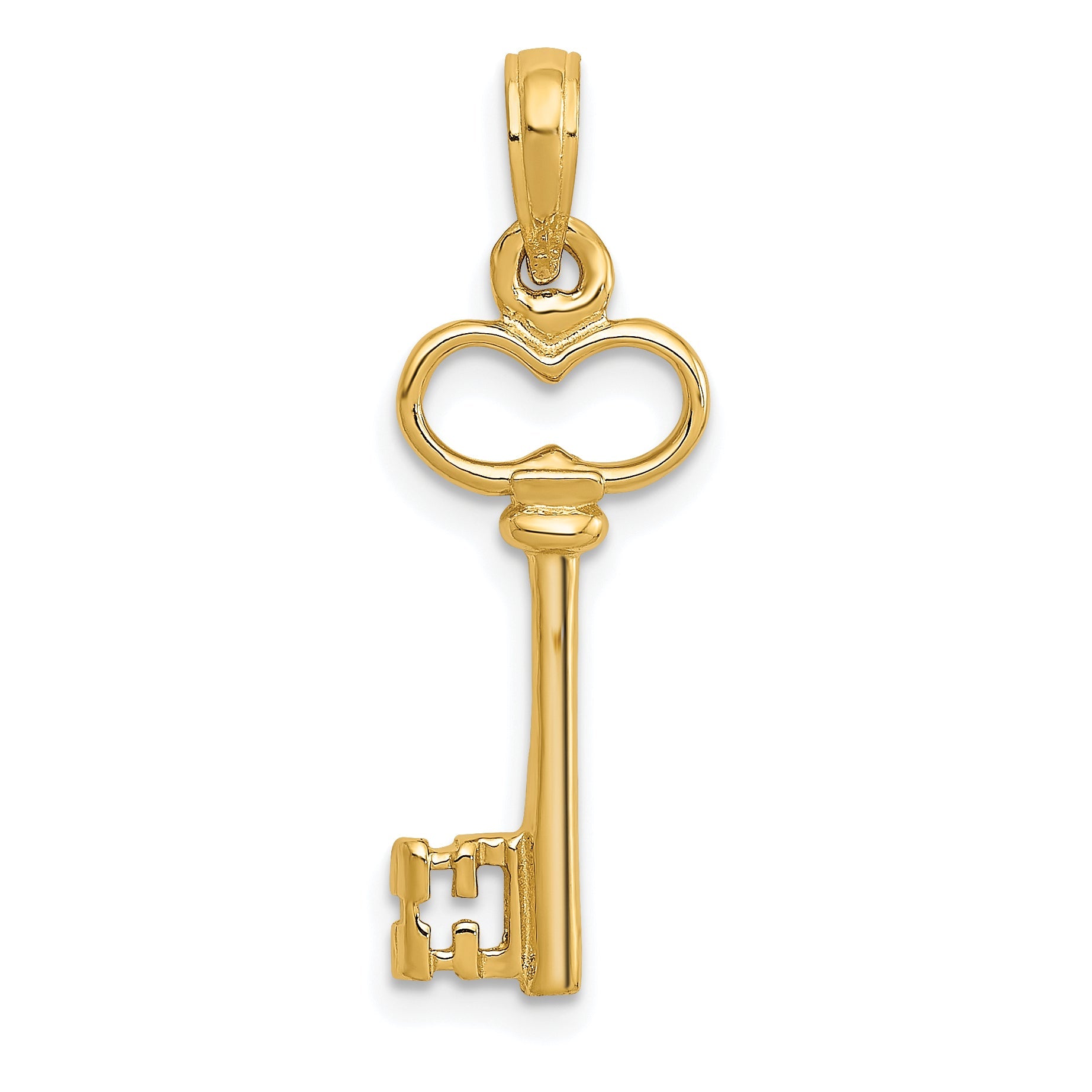 14K Yellow Gold Polished 3-D Key Charm