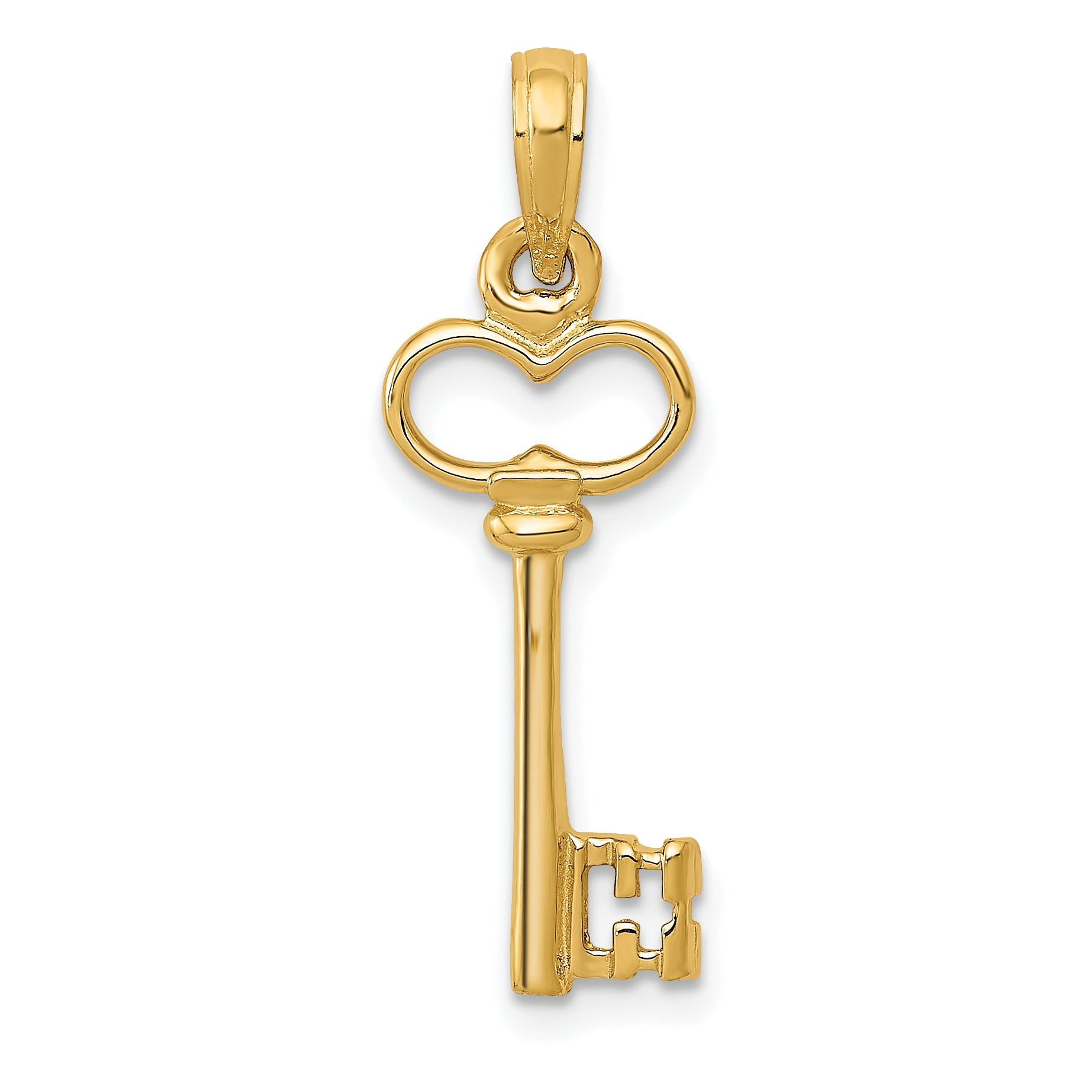 14K Yellow Gold Polished 3-D Key Charm