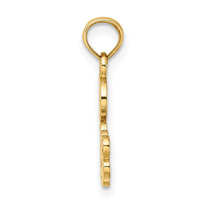 14K Yellow Gold Love Script With Flower Charm