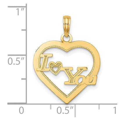 14K Yellow Gold I Heart You In Frame Charm