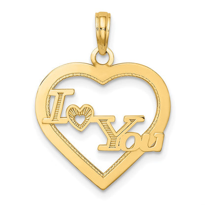 14K Yellow Gold I Heart You In Frame Charm