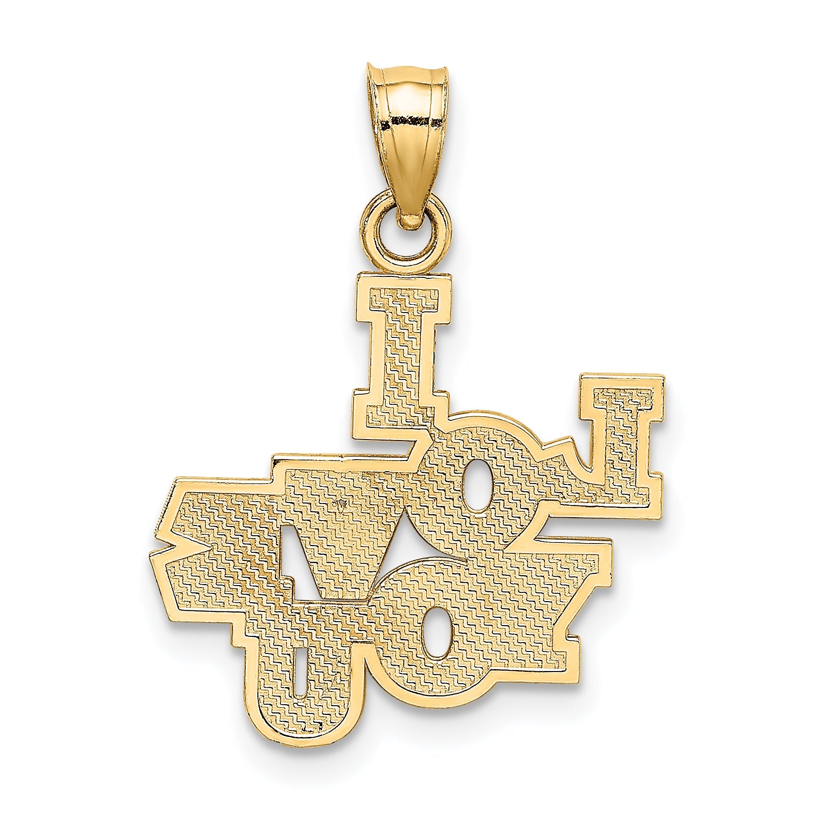 14K Yellow Gold I Love You Stacked Block Charm
