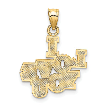 14K Yellow Gold I Love You Stacked Block Charm