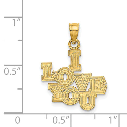 14K Yellow Gold I Love You Stacked Block Charm