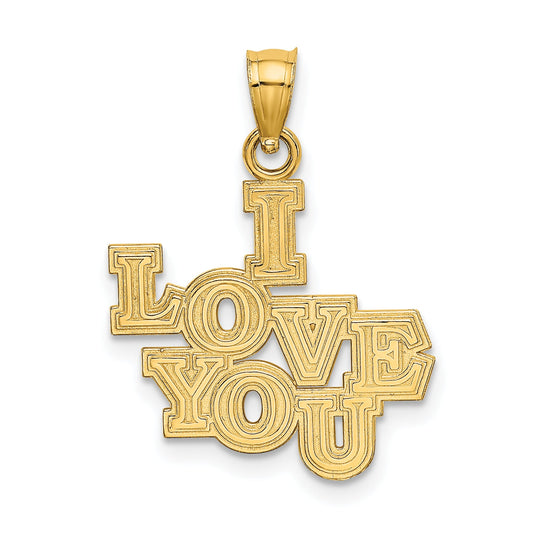 14K Yellow Gold I Love You Stacked Block Charm