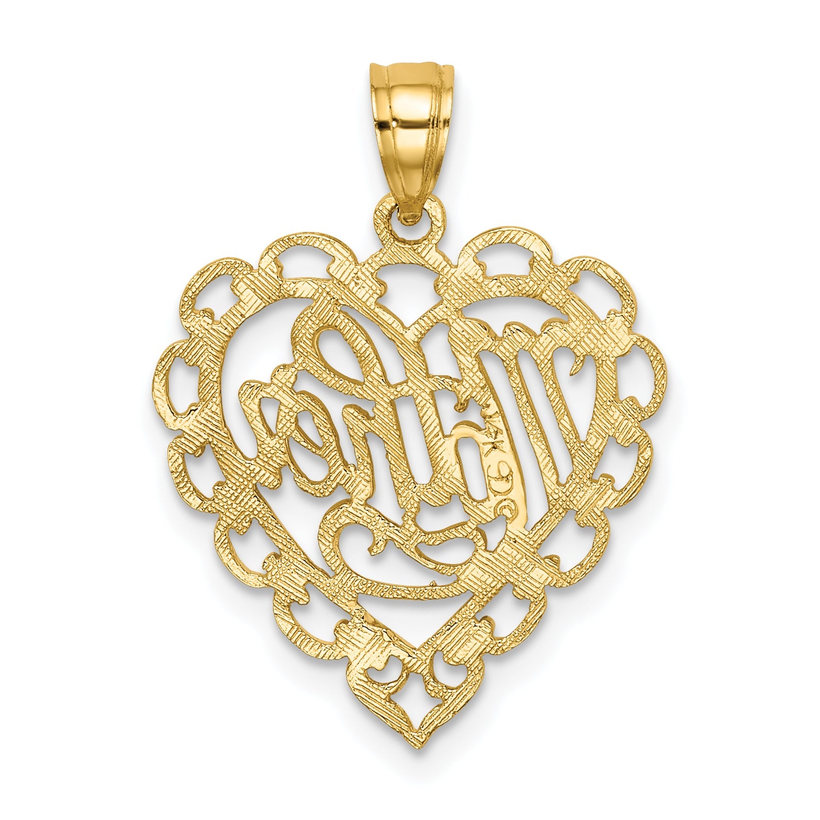 14K Yellow Gold Mother In Lace Heart Charm