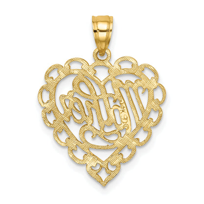 14K Yellow Gold Mother In Lace Heart Charm