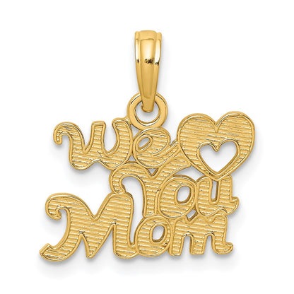 14K Yellow Gold We Heart You Mom Charm