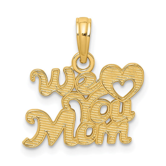 14K Yellow Gold We Heart You Mom Charm